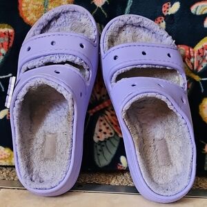 Purple Croc Womens Slides